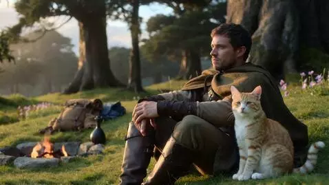 AI Video from prompt: a warrior with a cat