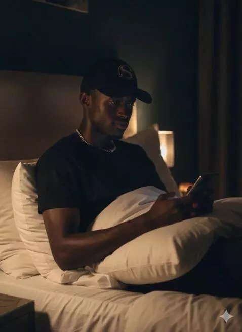 AI Video from prompt: Let him be tapping on the phone with one hand, r