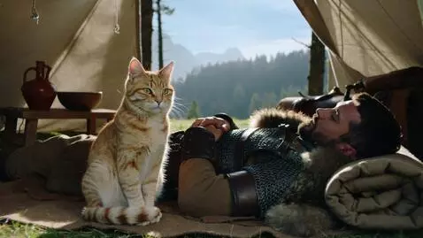 AI Video from prompt: a cat with a warrior