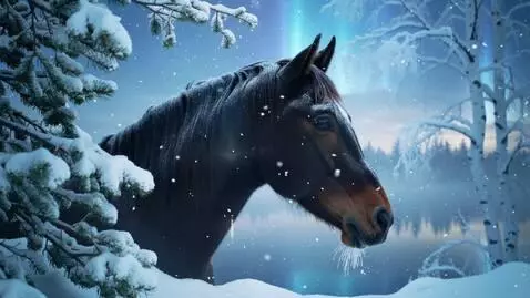 AI Video from prompt: Majestic black horse head in profile, intricate 