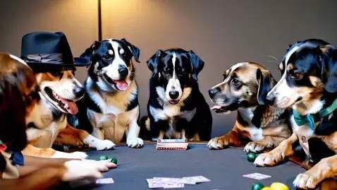 AI Video from prompt: Dogs playing poker