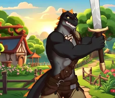 AI Video from prompt: Lizard Warrior is teaching a person how to fight