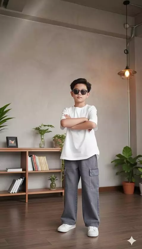 AI Video from prompt: The boy crosses his arms over his chest with a c