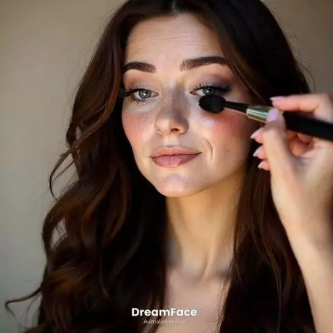 AI Video from prompt: Professional makeup in a luxury beauty salon, cl