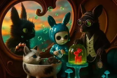 AI Video from prompt: The rat looks at its watch. Then the rat removes