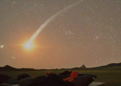 AI Video from prompt: A bright comet blazes across the sky eventually 