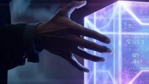 AI Video from prompt: A lone figure in a dark urban alley discovers a 