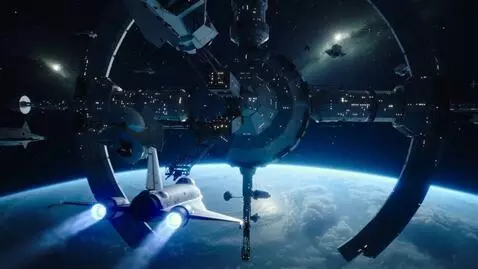 AI Video from prompt: Wide angle, cinematic shot. A massive intergalac