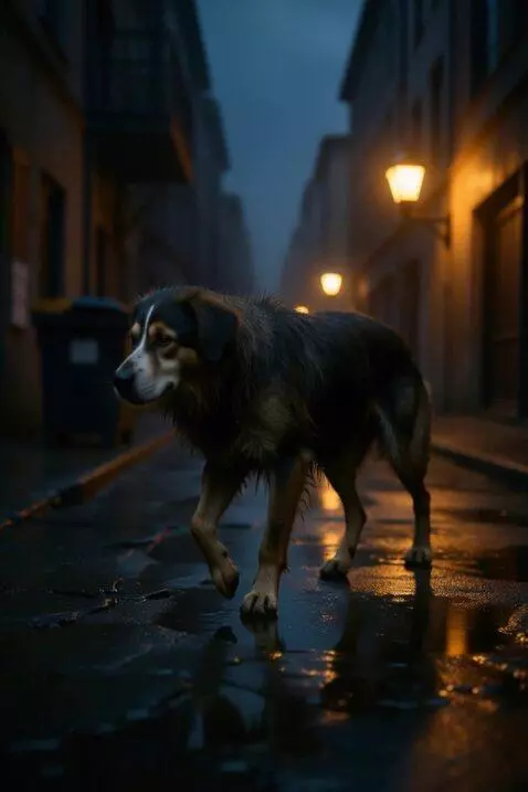 AI Video from prompt: hyper realistic video the dog runs limping with 