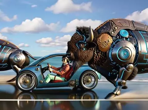 AI Video from prompt: a car with a girl is driving fast along the seas