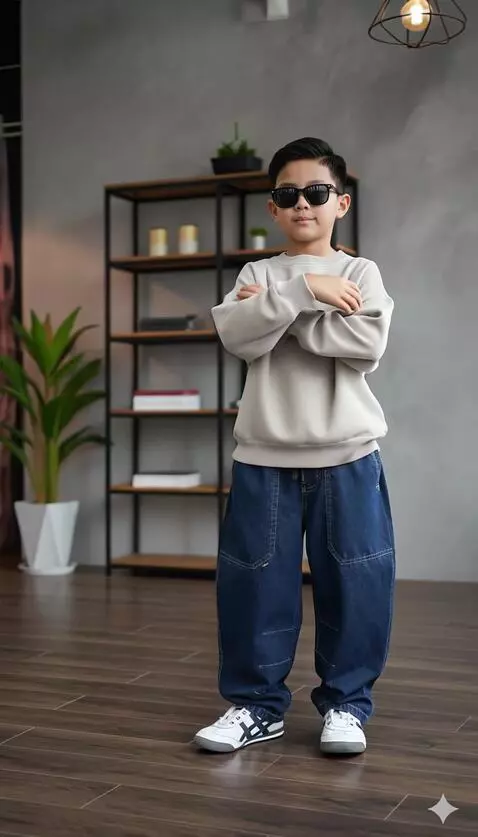 AI Video from prompt: The boy crosses his arms over his chest as the c