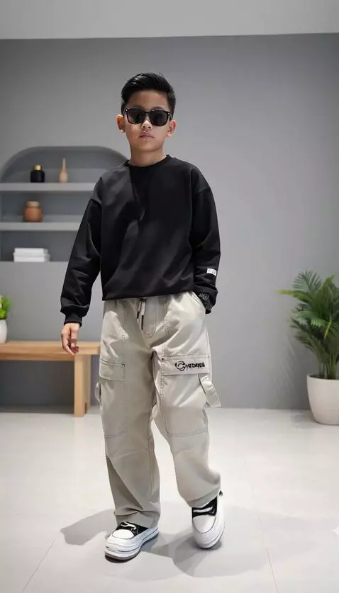 AI Video from prompt: The boy walks forward while the camera follows h