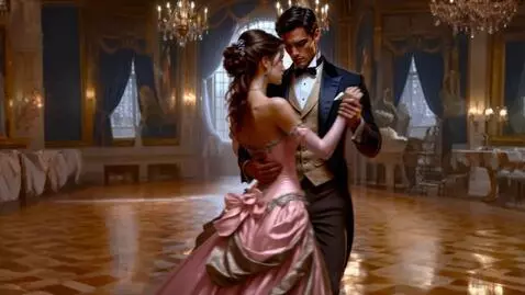 AI Video from prompt: A couple in love dances a ballroom dance, spinni