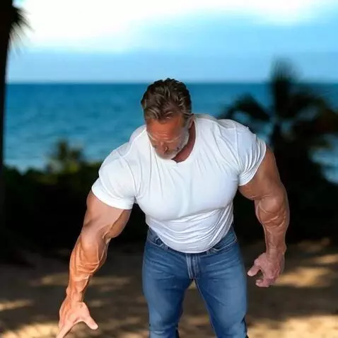 AI Video from prompt: a pro bodybuilder does a double bicep pose