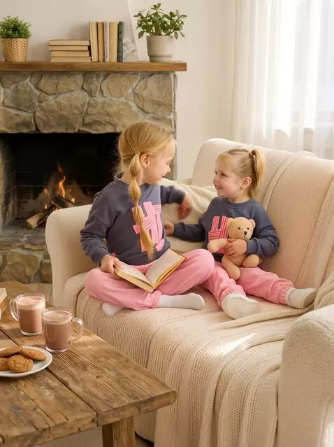 AI Video from prompt: The girls smile and hug