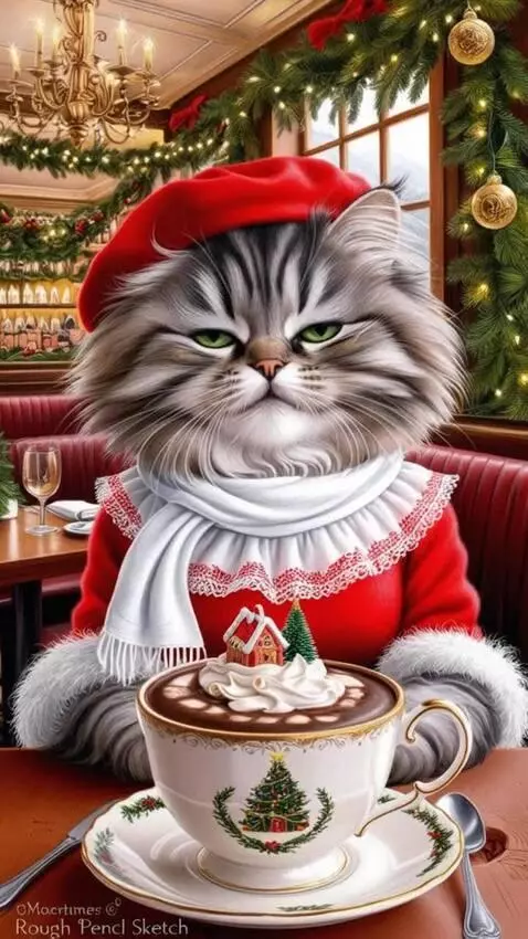 AI Video from prompt: A fluffy gray cat sings a heartfelt love song wi