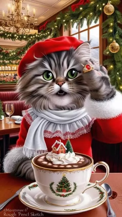 AI Video from prompt: the cat tries on a ring, admires it, and winks a