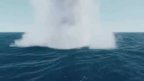 AI Video from prompt: Water explode from mine on ocean surface
