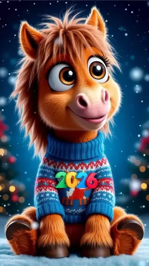 AI Video from prompt: The horse smiles and greets everyone