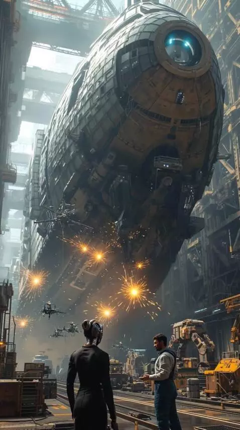 AI Video from prompt: Work is underway on the construction of a giant 