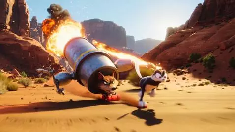 AI Video from prompt: "Cinematic high-speed chase in a vast red desert