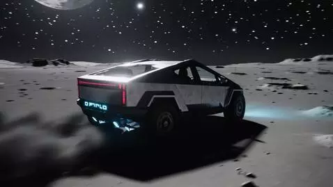 AI Video from prompt: Cyberpunk aesthetic, Cybertruck executing a dyna