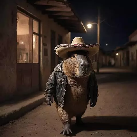 AI Video from prompt: A capybara walks slowly and sadly on its hind le