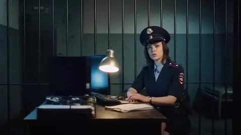 AI Video from prompt: A duty officer at a Russian police station. The 