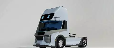 AI Video from prompt: This is an unmanned robot truck, with a screen o