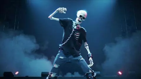 AI Video from prompt: Skeleton heavy metal dance