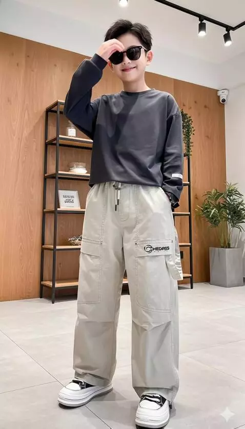 AI Video from prompt: The boy fixes his hair with a slight smile, then