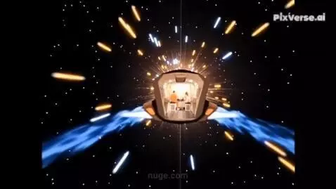 AI Video from prompt: A spaceship carrying two children pierces space,