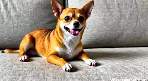 AI Video from prompt: A chihuahua sits on the couch, feisty as a demon