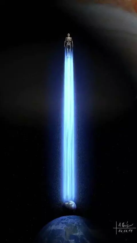 AI Video from prompt: skeleton screams and flies to jupiter