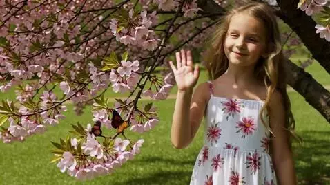 AI Video from prompt: a girl who say hello