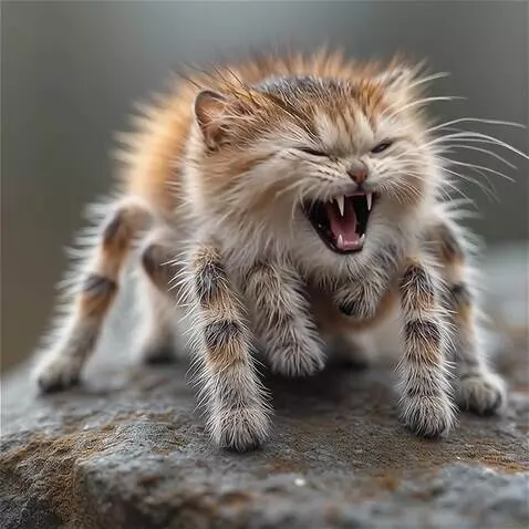 AI Video from prompt: The spider opens its mouth and starts hissing li