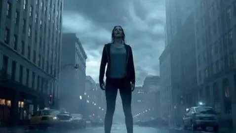 AI Video from prompt: giantess growth,  a girl is hit with lightning a