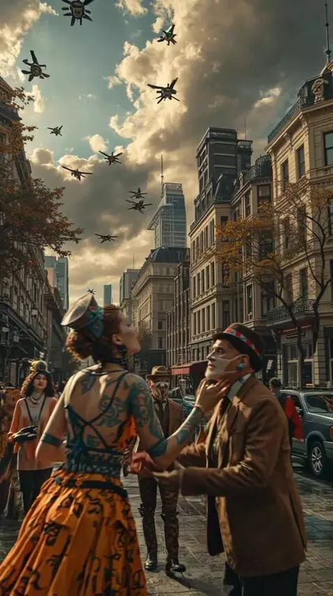 AI Video from prompt: A woman and a man argue on a sunlit city street.