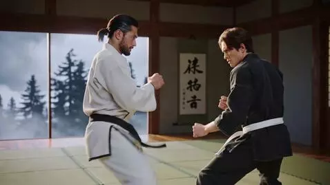 AI Video from prompt: A dynamic and technical battle between two karat