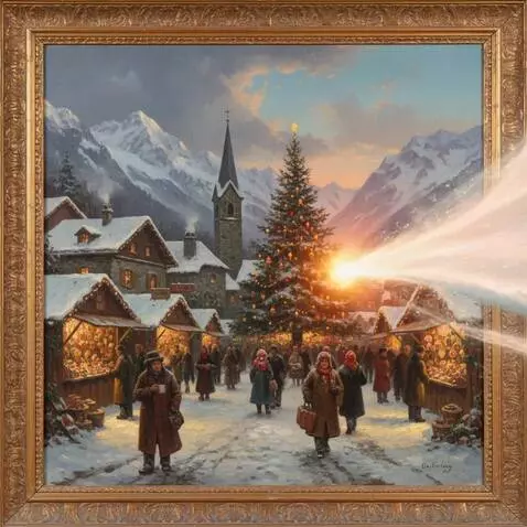 AI Video from prompt: From the right edge of the painting, a magical t