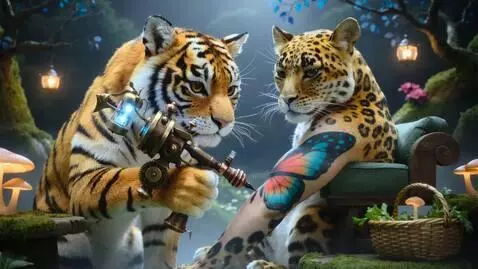 AI Video from prompt: Wide-angle medium shot, cinematic fantasy film s