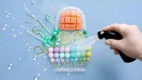 AI Video from prompt: A food photography studio. An extravagant molecu