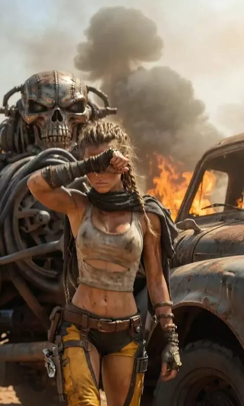 AI Video from prompt: A girl walks forward, wiping sweat from her fore