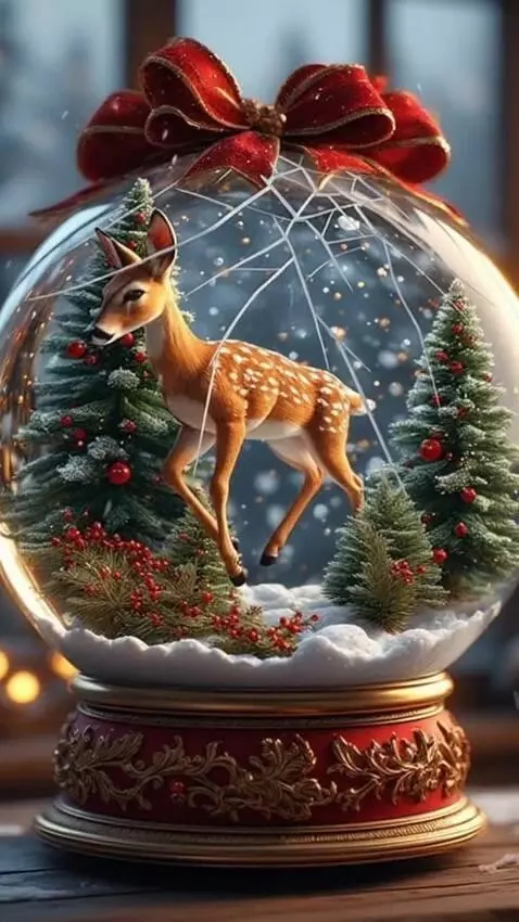 AI Video from prompt: The glass cracs and break, and the deer jumps to