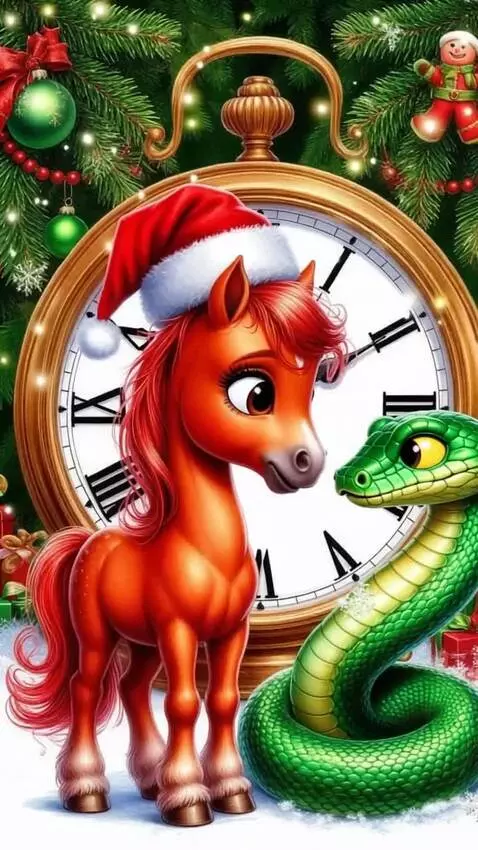 AI Video from prompt: The Snake looks at the Horse and crawls away, an