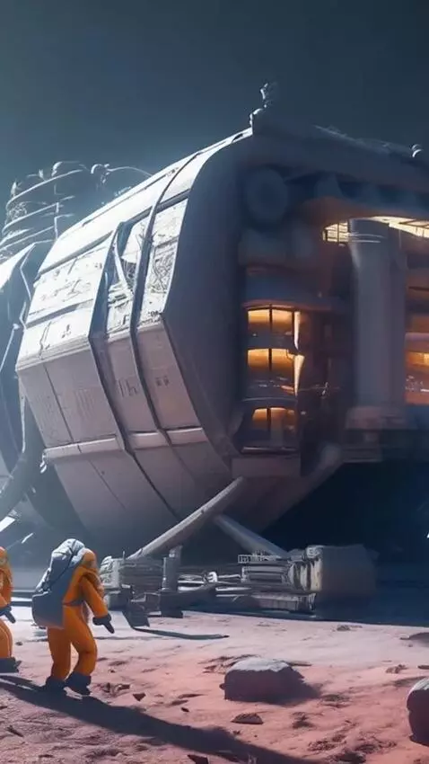 AI Video from prompt: Open from panel on station,Spacemens enter in st