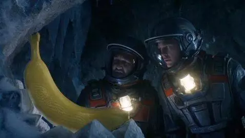 AI Video from prompt: The Icarus game. Two prospectors (in space suits