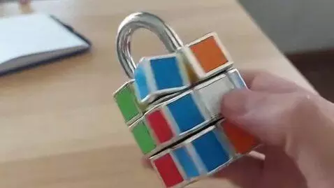 AI Video from prompt: Rubik's cube combination padlock