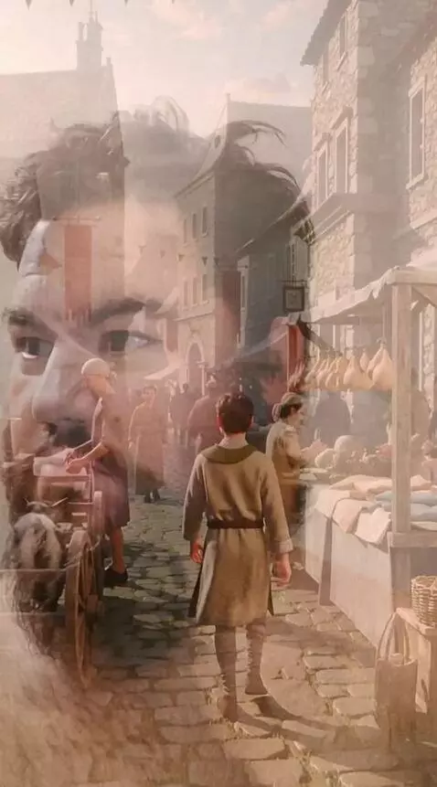 AI Video from prompt: A bustling medieval European market. A generic m