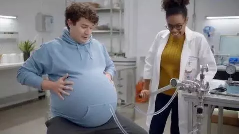 AI Video from prompt: water belly inflation